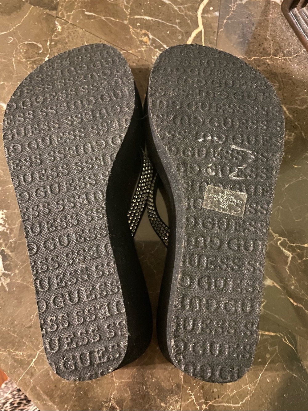 Black Embellished Platform Flip Flops - Women - Picture 7 of 8